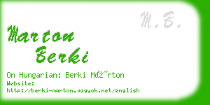 marton berki business card